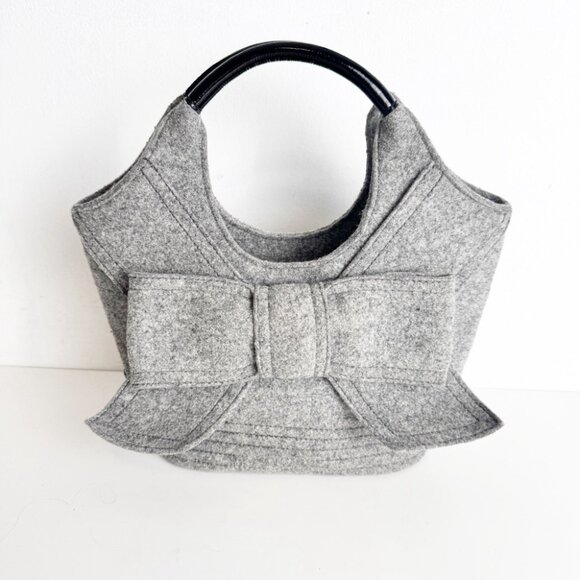 Kate Spade Wool bow tote bag with black leather trim - Picture 2 of 9